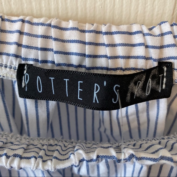 Potters Pot - women’s striped off shoulder top with tie at wrist. Size medium - Picture 5 of 11
